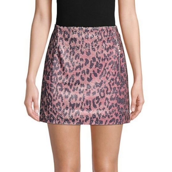 Free People Cheetah Print Sequin Mini Skirt - Picture 3 of 13